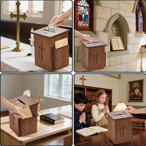 Boîtes à dons en bois, boîtes d'offrandes pour l'église, boîte de collecte d'offrandes en forme de croix, idéale pour les églises, les écoles, les hôtels, en provenance du Vietnam - Product Image 6