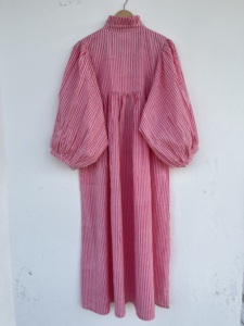Vestido Camisero de Algodón con Rayas Rosas y Blancas para Mujer, Manga Corta, Cuello Redondo, Holgado, Maxi, Línea A, con Encaje Floral, Vestido de Verano al por Mayor - Product Image 2