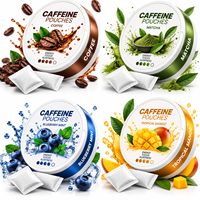 Pochettes de caféine saveur cerise noire sauvage, qualité alimentaire, pour énergie, concentration et vigilance, à prendre par voie orale