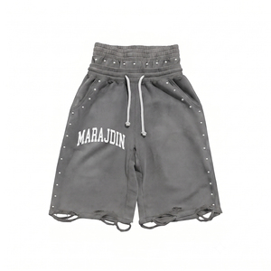 Pantalones Cortos Bermuda de Algodón para Hombre Marajdin, con Doble Cintura Ajustable, Decoración con Remaches, Estilo Casual - Product Image 3