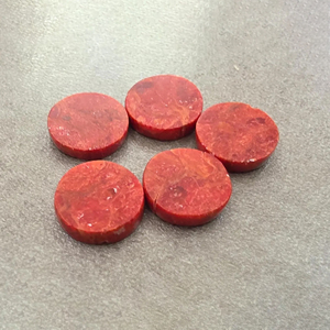 Coral Rojo Natural en Forma de Moneda, Cabujón Redondo, Parte Posterior Plana, Calibrado, Pulido, 5mm, Gema Suelta de Rajastán - Product Image 4