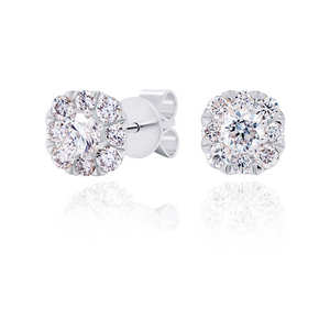 Pendientes de Oro de 14K con Diamante Cultivado en Laboratorio, Corte Brillante, Aura, 0.90 CT, Halo de Diamantes, Certificado IGI, Chapado en Rodio, Lujosos para Fiesta - Product Image 1