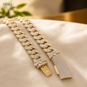 Collier Hip Hop Statement Plaqué Or Blanc Moissanite Chaîne Maille Cubaine Luxe Unisexe Bijoux de Fête - Product Image 3