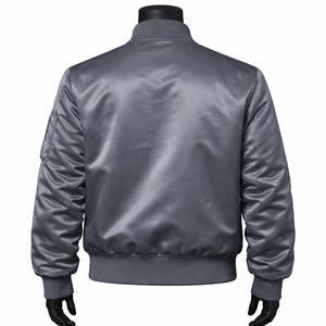 Custom Color Satin Bomber <b>Jacket</b> <b>Men</b>’s <b>Lightweight</b> Flight <b>Jacket</b> Zip Front Rib Knit Trim Urban Streetwear Outerwear - Product Image 3