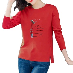 Camiseta de manga larga de algodón 100% para mujer, transpirable, cuello sólido, diseño dividido, estilo dulce, Top versátil para Primavera, respetuoso con el medio ambiente - Product Image 4