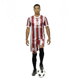 Conjunto de Uniforme de Fútbol Personalizado con Nombre de Equipo, Aplicación de Rayas Teñidas, 100% Poliéster, Manga Corta - Product Image 1