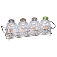 Ensemble de 4 pots à épices en acrylique durable Jack Worth avec support