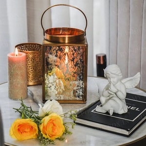 Geometric Mirrored Mercury Glass <b>Lantern</b> <b>Candle</b> Holder Tapered Shape Wedding Home Decoration <b>Candle</b> Holder - Product Image 5