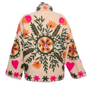 Chaqueta de Tela Cotrise Acolchada 100% Algodón con Bordado Personalizable para Mujer, Otoño Invierno, Hecha a Mano, de Secado Rápido y Transpirable, con Botones - Product Image 2