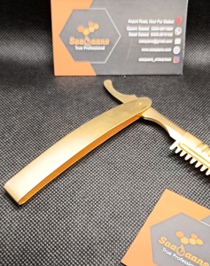 Cuchilla de Afeitar Profesional de Alta Calidad para Barbería, Directo de Fábrica, Cabezal Dorado Plegable, Hoja Única Importada - Product Image 3