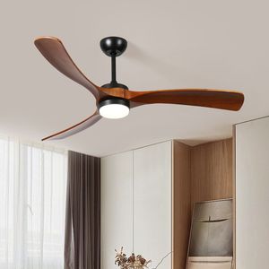 Ventilateur de plafond LED en bois massif à 3 pales de 60 pouces avec lumière - Product Image 6