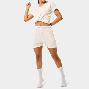 Pantalones cortos de poliéster y algodón reciclado de moda OEM para mujer, fabricación de fábrica de pantalones cortos para mujer a la venta - Product Image 5