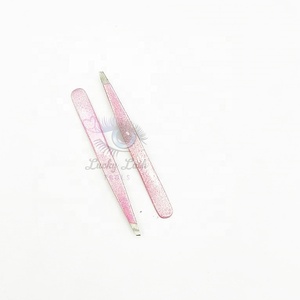 GP-Pince à sourcils à pointe inclinée en acier inoxydable rose pailleté Outil de beauté avec marque privée à bas prix - Product Image 6