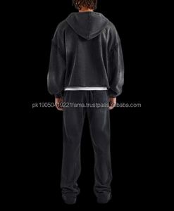 Ensemble de survêtement pour homme en coton 100% respirant, imprimé moussant personnalisé, délavé à l'acide, streetwear d'hiver - Product Image 2