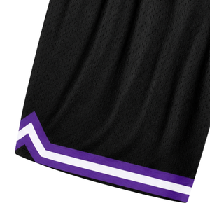 Pantalones Cortos de Baloncesto Sublimados Negros y Morados para Hombre, Tela Ligera, Ropa Deportiva, Uniforme de Entrenamiento de Equipo, Ropa para Partidos - Product Image 5