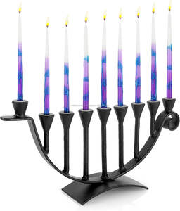 Traditional Handmade Eco-Friendly Judaica Hanukkah Menorah Polished Aluminum 9 <b>Branch</b> Jewish Design Christmas Home Decoration - Product Image 3