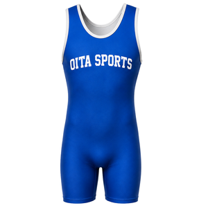 Men Royal Blue White Sublimated Wrestling Singlet Sleeveless Polyester <b>Athletic</b> Wrestling Suit Training Match Wear Clothing - Product Image 2