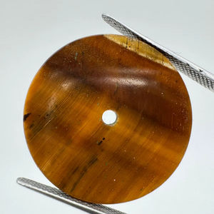 Esfera de reloj con piedra preciosa ojo de tigre: 24.50mm, redonda, parte trasera plana, para fabricación de relojes - Product Image 1