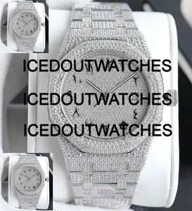 Montre de luxe pour homme en acier inoxydable, cadran en verre serti de diamants ronds en moissanite VVS1, résistante à l'eau 10 bars, avec fermoir de bracelet - Product Image 1