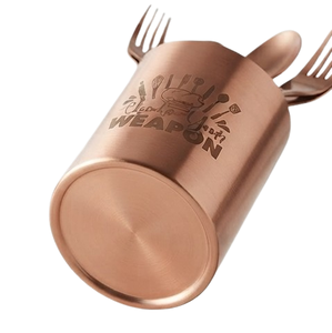 Porte-ustensiles en métal rose doré, organisateur de couverts cylindrique avec gravure personnalisée pour la cuisine - Product Image 3