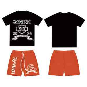 Conjuntos de Shorts de Verano para Hombre con Logotipo Personalizado por Impresión DTG, Shorts con Lavado Ácido, Camiseta y Shorts, Conjunto para Hombre - Product Image 3