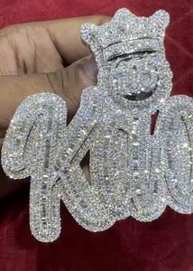 Pendentif Couronne Royale Hip Hop en Argent 925, Personnalisé avec Diamant Moissanite VVS, Pendentif Lettre Prénom, Pendentif Bling Tendance pour Rappeur - Product Image 6