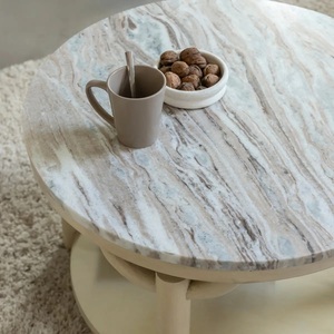 Table basse ronde Vandana Nimbus Stellar en bois de manguier et marbre - Product Image 2