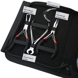 All in One Silver Stylist Hair Extension Tool Set with Blue TapeIn Plier MicroBead Remover Crimping Plier Pulling Hook Loop Tool - Product Image 3