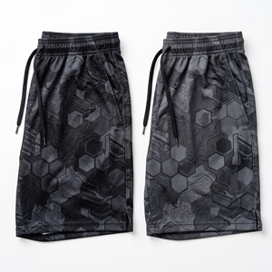 Pantalones cortos de malla con gráfico de camuflaje industrial Cyber ​​Grid personalizados, pantalones cortos de entrenamiento de baloncesto por sublimación para hombre - Product Image 5