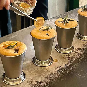 Vaso Julep para Bebidas, Diseño Elegante, Acero Inoxidable Puro, Nuevo Estilo, Vasos Martillados para Julep de Menta, Accesorios para Bar - Product Image 4