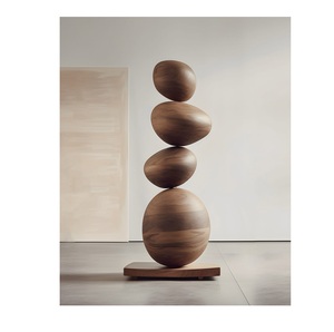 Escultura Abstracta de Madera para Piso, Formas Irregulares Apiladas, Arte Minimalista Hecho a Mano, Decoración para Sala de Estar - Product Image 2