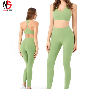 <b>Low</b> MOQ Custom Solid Elastic Waist <b>Top</b> Quality 2-Piece Water Resistant Yoga Legging Set for Women Fitness Wear At NURAK 's 2026 - Product Image 6