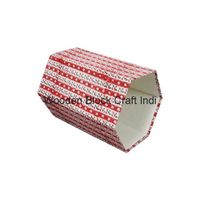 Panier en papier décoratif à motif géométrique, fait main en Inde, en bois écologique, à couvercle roulant, à dessus ouvert, pour usage intérieur/extérieur, pour la maison