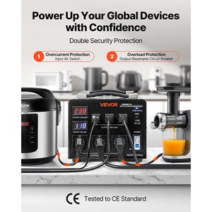 Trasformatore di Tensione Automatico per Carichi Pesanti 5000VA da 110V a 220V/da 220V a 110V per Adattatori da Viaggio - Product Image 3