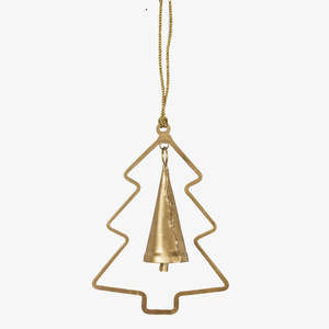 Custom Logo Christmas <b>Ornament</b> Gold Metal Christmas <b>Tree</b> <b>Ornament</b> with Hanging Bell Festive <b>Tree</b> Decoration - Product Image 1