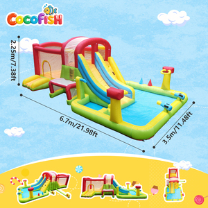 Cocofish Parque de Diversiones Inflable para Jardín, Castillo Hinchable con Piscina, Tobogán, Aro, Pistola de Agua, Combo Hinchable Grande para Niños - Product Image 2