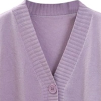 Cardigan en tricot col V en mélange laine/acrylique pour l'hiver et l'automne, style universitaire décontracté, avec dentelle, perles et appliques boutonnées