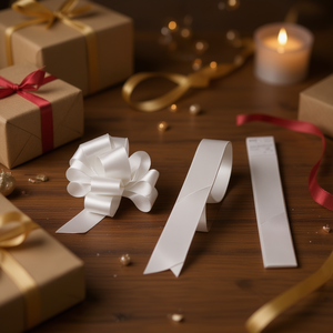 Fiocco bianco automatico ILAN 4,5x68 cm 4 pezzi per confezioni regalo - Product Image 2