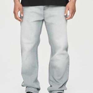 Jeans de Mezclilla para Hombre, Corte Recto, Lavado Claro, Cintura Alta, Ajuste Regular, Algodón, Estilo Casual de Primavera - Product Image 2