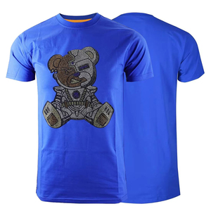 เสื้อยืดผู้ชายผลิตในปากีสถาน แห้งเร็วและสวมใส่สบาย ผ้าฝ้าย 100% ออกแบบเองได้ ประดับด้วยเพชรเทียม ผ้าถักคุณภาพสูง - Product Image 3