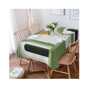 Nappe rectangulaire blanche élégante de style vintage avec des pois roses imprimés, motif géométrique, lavable, style minimaliste, pour usage domestique - Product Image 5