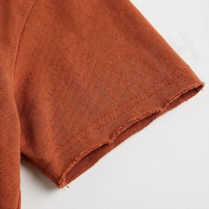 Camiseta Corta de Verano Personalizada para Mujer, Color Sólido, Manga Corta, Cuello Redondo, Sexy, de Algodón, Informal, a la Moda - Product Image 6