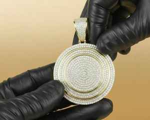 Colgante de medallón de diamante VVS con engaste pavé, dijes de diamante, colgante chapado en oro sobre plata 925, colgante de hip hop para hombre - Product Image 1