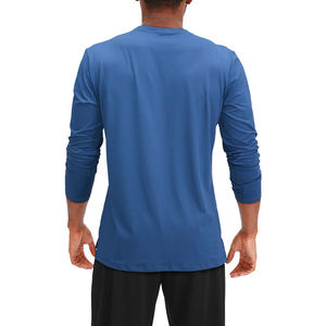Service OEM, t-shirt à manches longues pour homme, style décontracté, vêtements de sport pour la salle de sport, course à pied, design personnalisé, vêtements de sport, 100% coton - Product Image 2
