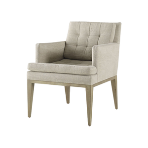 Sillón Tapizado en Beige Neutro Contemporáneo con Elegantes Patas de Madera Cónicas y Respaldo Cuadrado Acolchado - Product Image 1