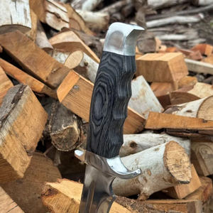 Couteau Bowie artisanal en acier 3Cr12, couteau de chasse 13 pouces avec manche en bois Pakka et étui en cuir - Product Image 5