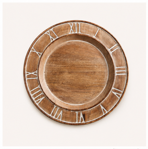 Handcrafted Mango Wood Charger <b>Plate</b> with Embossed Roman Numerals Vintage Farmhouse Wedding Table <b>Decor</b> for Fine Dining Events - Product Image 6