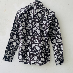 Hand Block Printed Casual Women's Floral Print Shirt Soft Cotton Fabric Button Down Collar Breathable Summer Red <b>White</b> Sale - Product Image 5