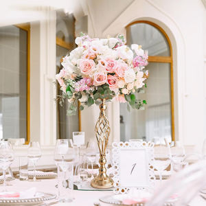 Jarrones Metálicos de Lujo LANJO de Alta Calidad al por Mayor para Bodas, Fiestas, Eventos, Recepciones, Cumpleaños, Soporte para Flores de Mesa - Product Image 2