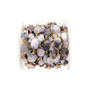 Conector de Bisel con Ópalo Dendrítico Chapado en Oro de 18k y Cadena de Plata Esterlina - Product Image 3